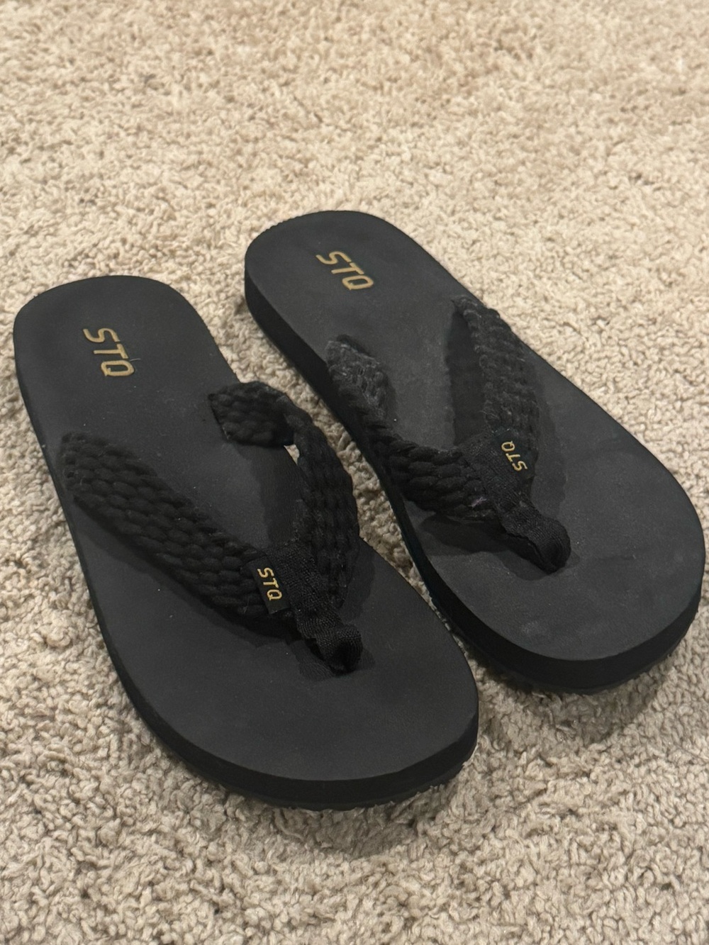 5/$40 in a Bundle or $10 each
Black Braided Strap Flip Flops for Women